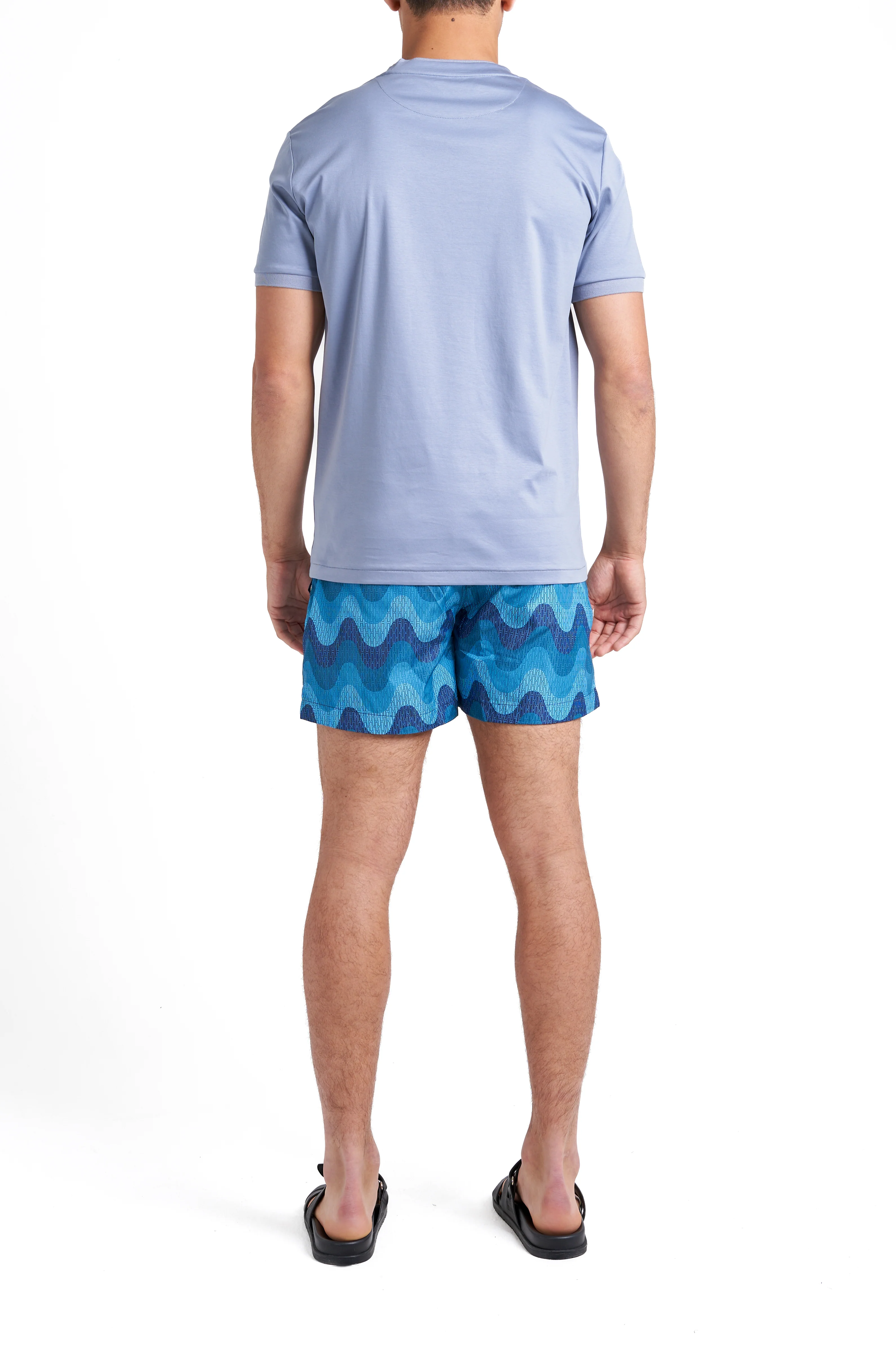 Steel Blue Waves Swim Shorts - Image 9